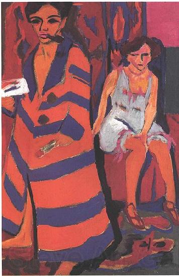 Ernst Ludwig Kirchner Selfportrait with model Germany oil painting art